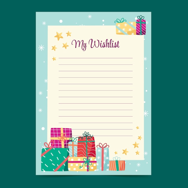 Hand drawn wish list template