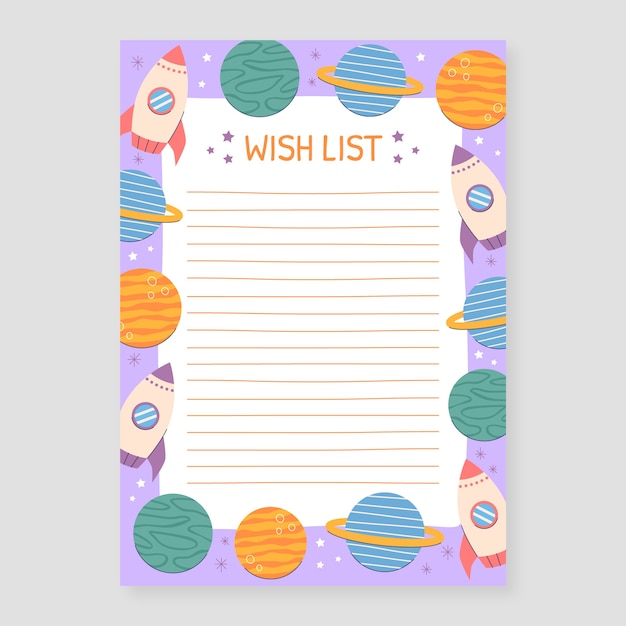 Free vector hand drawn wish list template