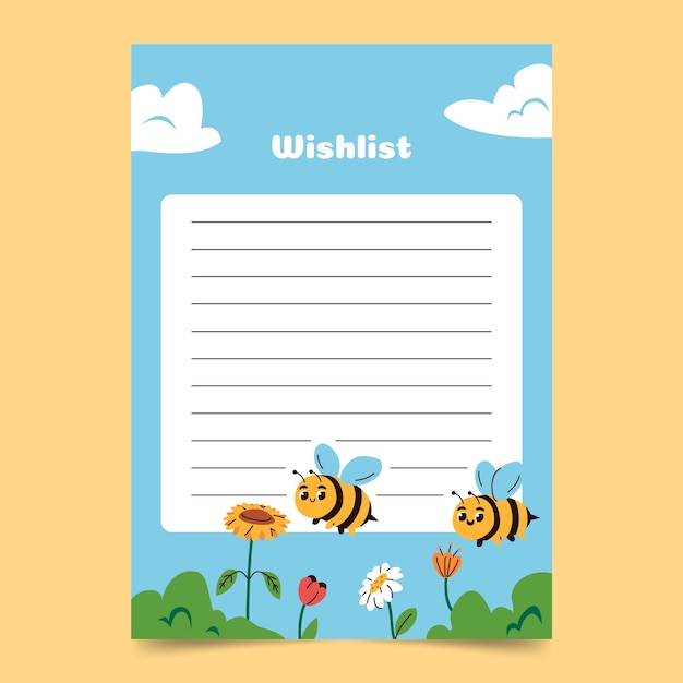 Free vector hand drawn wish list template