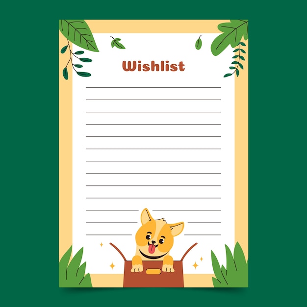 Free vector hand drawn wish list template