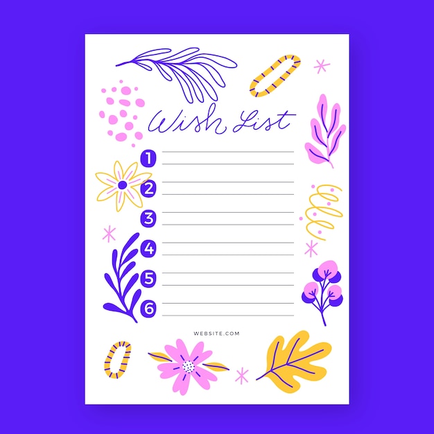 Hand drawn wish list template