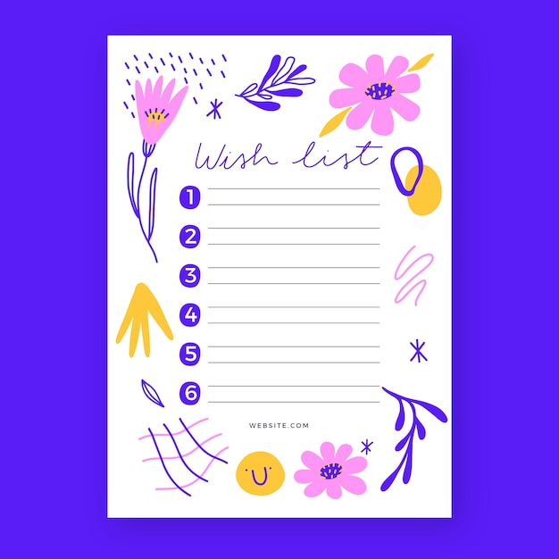 Free vector hand drawn wish list template