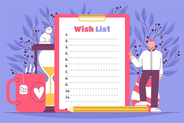 Hand drawn  wish list template