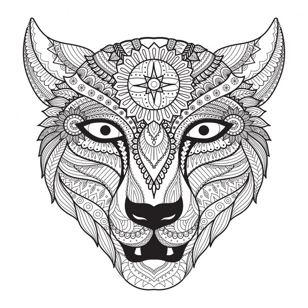 Hand drawn wolf background