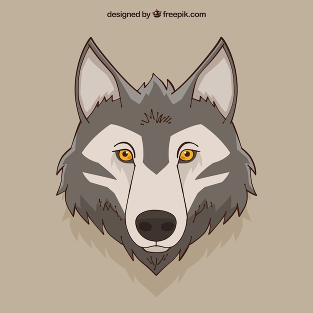 Бесплатное векторное изображение Нарисованный фокус головы волка