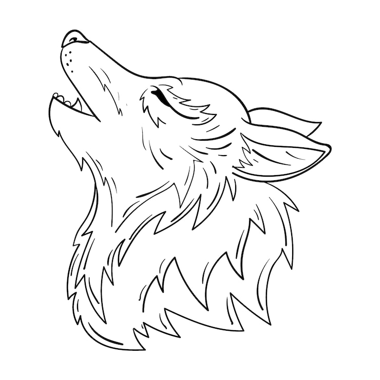 Free Vector hand drawn wolf outline illustration