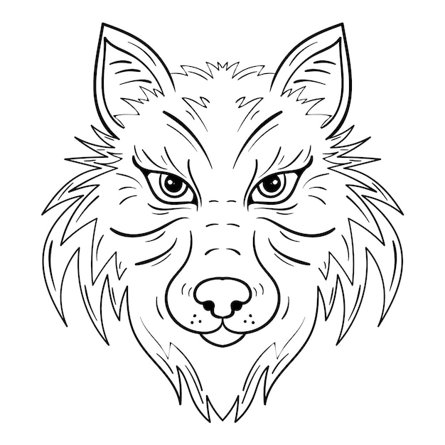 Бесплатное векторное изображение Нарисованная рукой иллюстрация контура волка