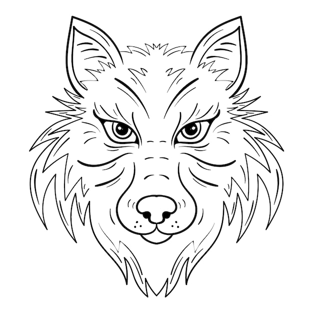 Hand drawn wolf outline illustration