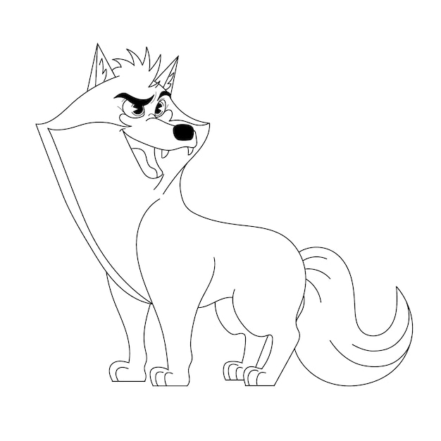 Hand drawn wolf  outline illustration
