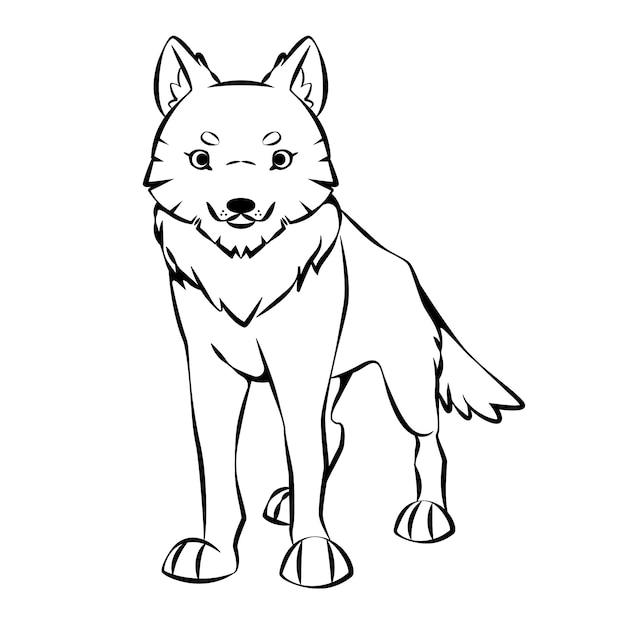 Hand drawn wolf outline illustration