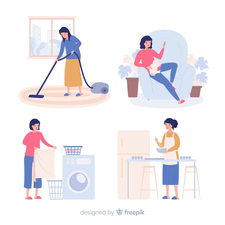 無料Vector 彼女のchoesコレクションをしている手描きの女性