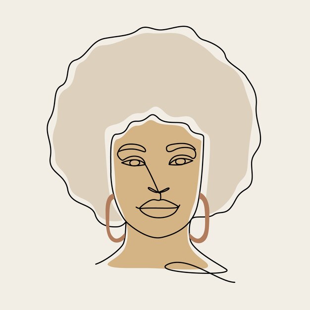 手描きの女性の顔の描画イラスト