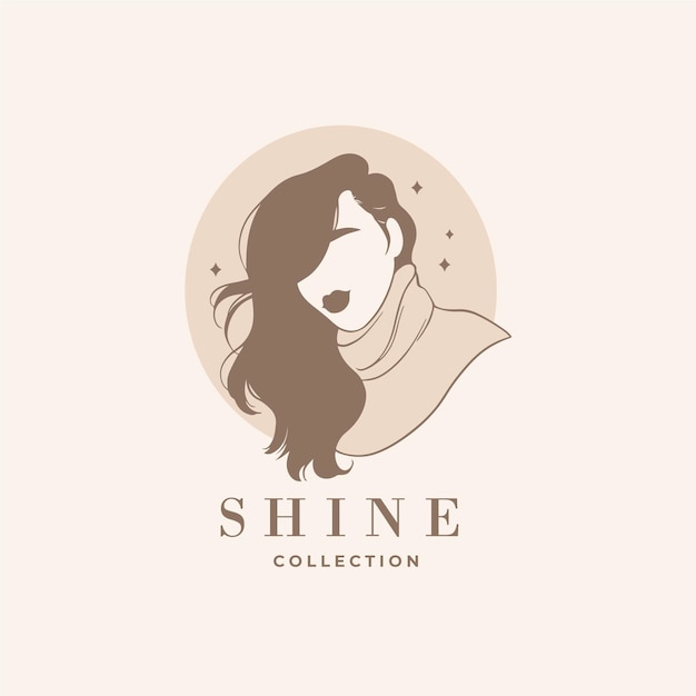 Hand-drawn woman logo template