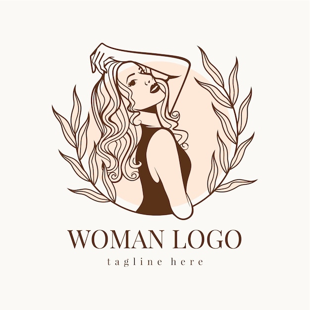 Vettore gratuito modello di logo della donna disegnata a mano