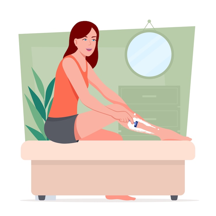 Free Vector hand drawn woman shaving illustration