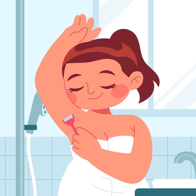 Hand drawn woman shaving illustration