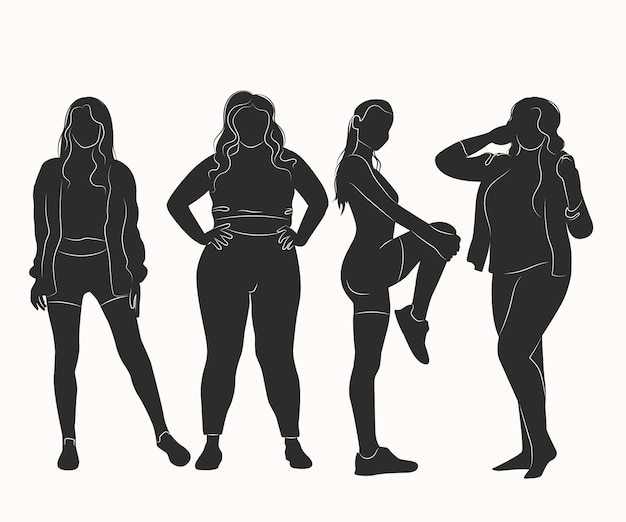 Free vector hand drawn woman silhouette illustration