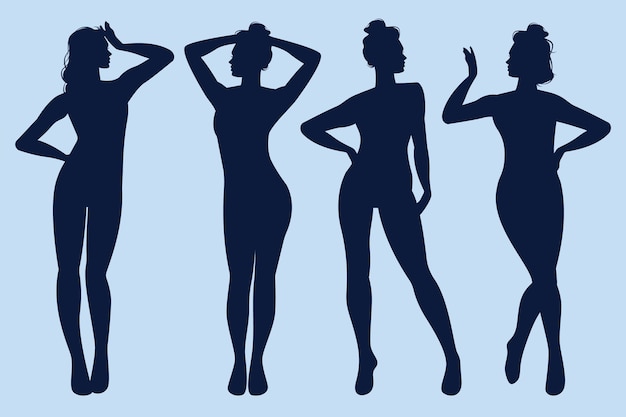Free Vector hand drawn woman silhouette illustration
