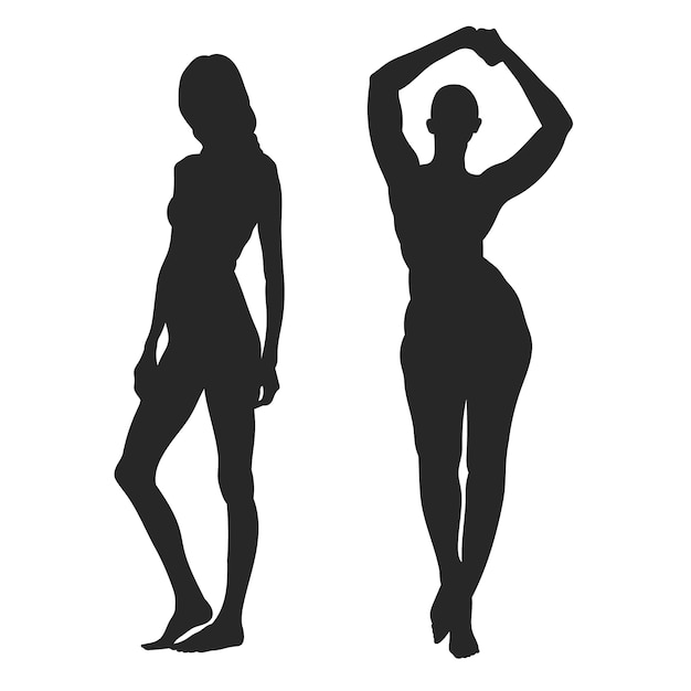 Female Body Silhouette Three Angles: vetor stock (livre de direitos)  475304806