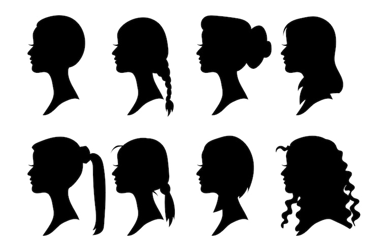 無料Vector 手描き女性シルエット イラスト