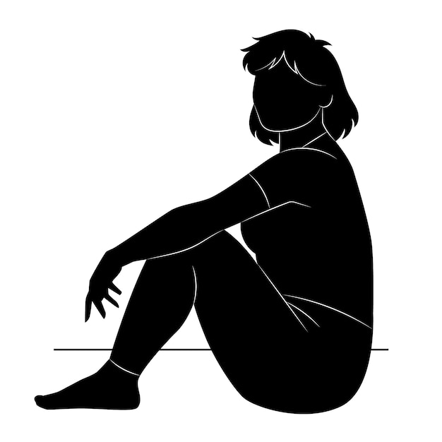 Hand drawn woman silhouette