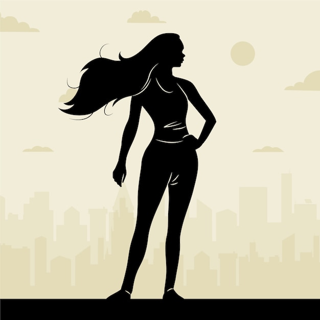 Free vector hand drawn woman silhouette