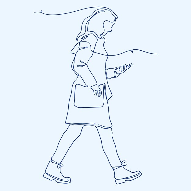 Free vector hand drawn woman walking drawing illustration