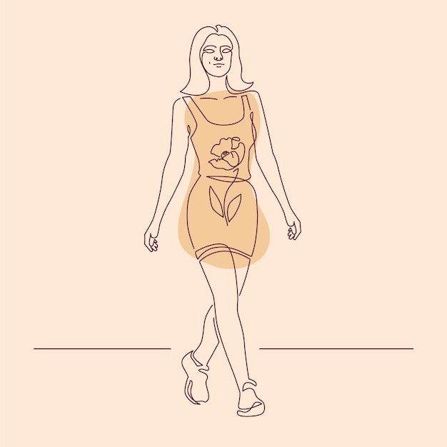 Free Vector hand drawn woman walking drawing illustration