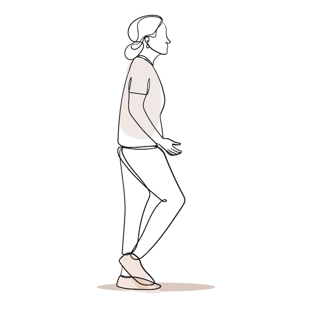 Illustrazione disegnata a mano del disegno di camminata della donna