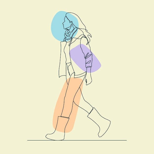 Free vector hand drawn woman walking drawing illustration