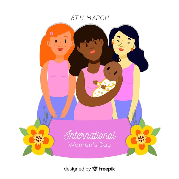 Free vector hand drawn women's day background