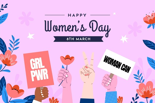 Hand drawn women's day background
