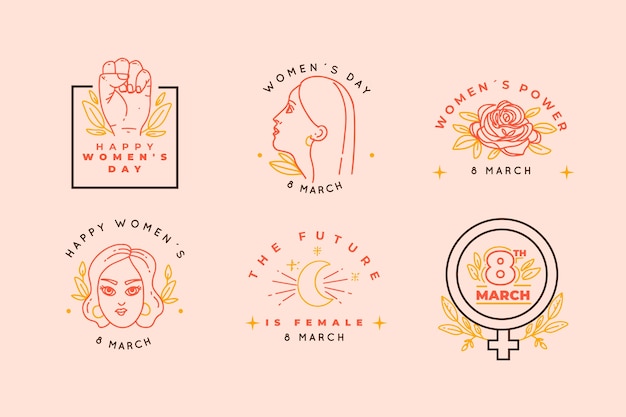 Hand drawn women's day badge collection