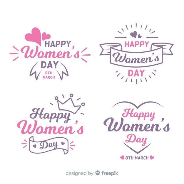 Free vector hand drawn women's day badge set