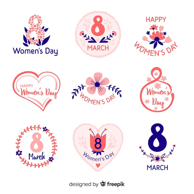 Free vector hand drawn women's day badge set