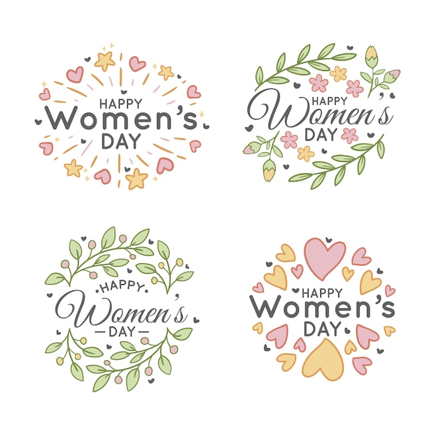 Hand drawn women's day label collection