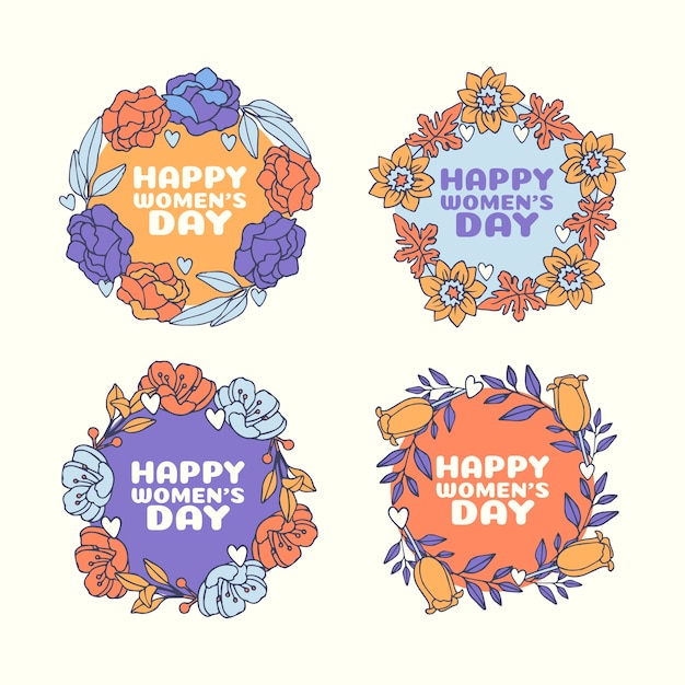 Free vector hand drawn women's day labels pack