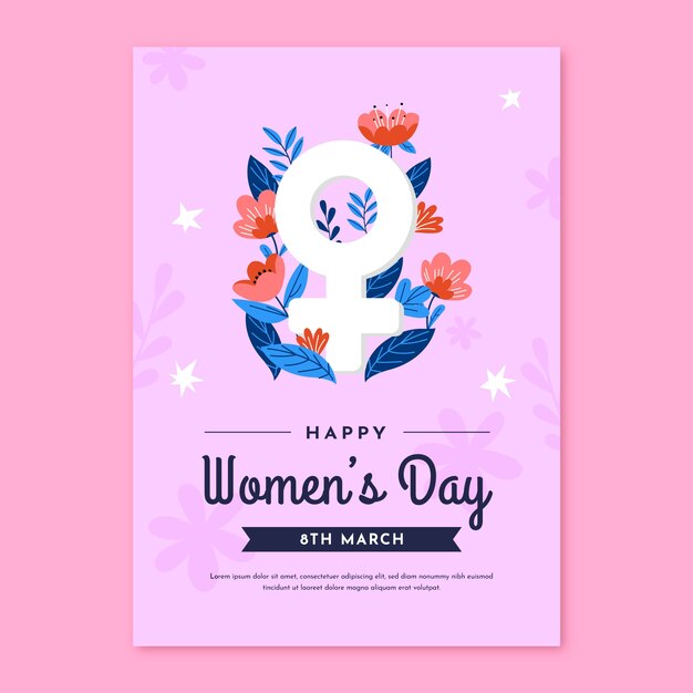 Hand drawn women's day vertical poster template