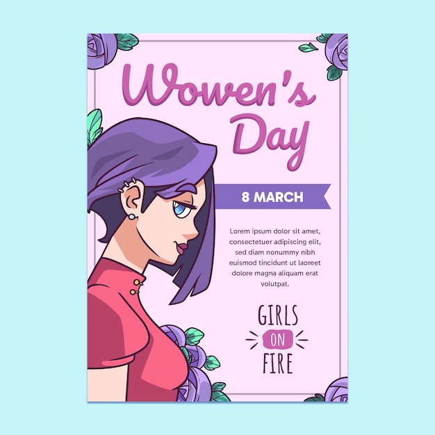 Hand drawn women's day vertical poster template