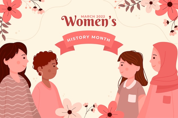 Hand drawn women's history month background