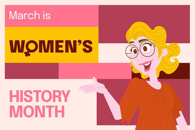 Бесплатное векторное изображение Нарисованный рукой фон месяца истории женщин