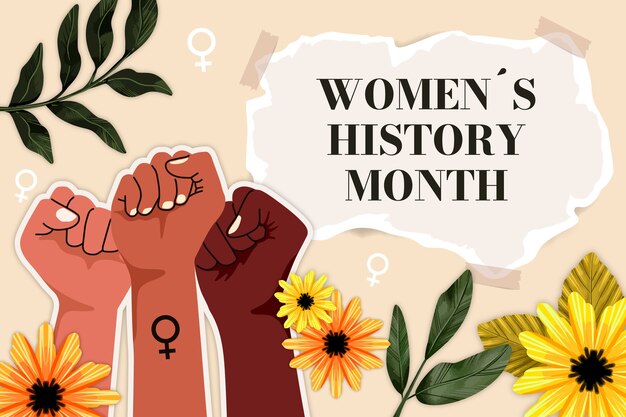 Hand drawn women's history month background