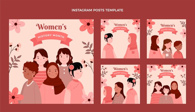 손으로 그린 여성 역사의 달 인스타그램 게시물 모음