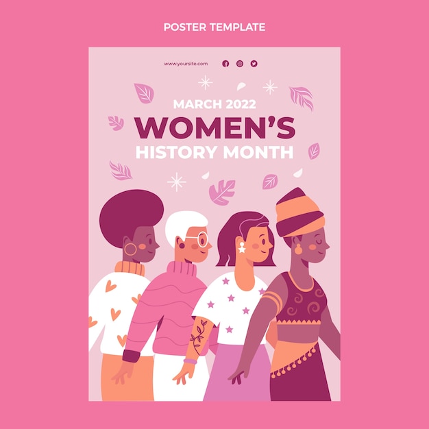 Free vector hand drawn women's history month vertical poster template