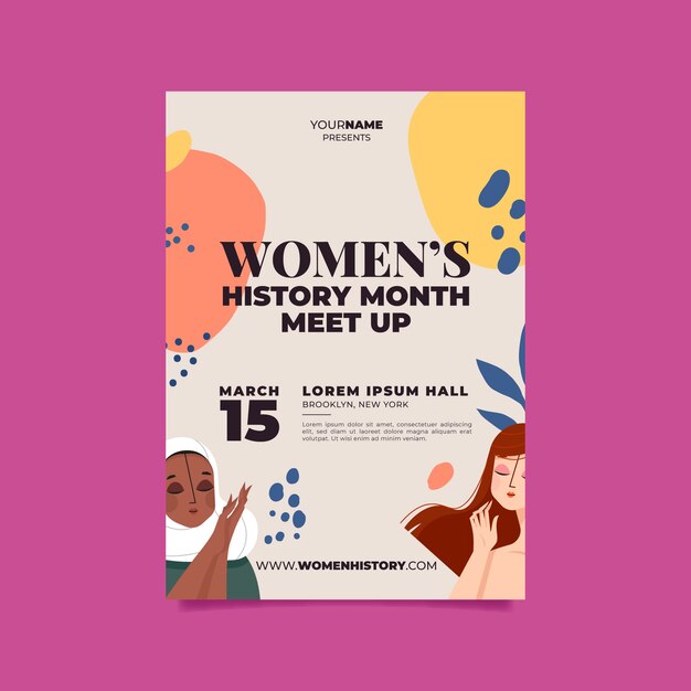 hand drawn women's history month vertical poster template