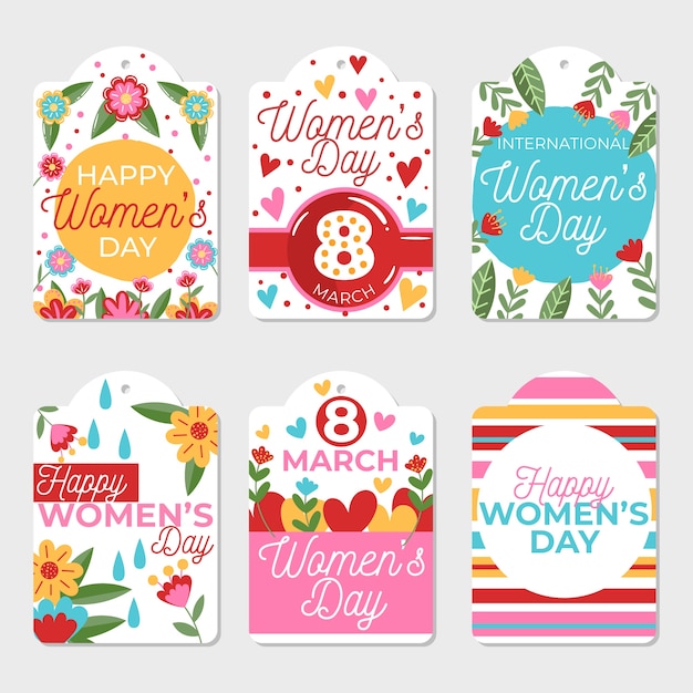 Hand-drawn womens day label collection