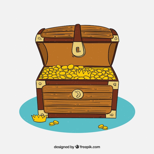 Free vector hand drawn wooden treasure chest
