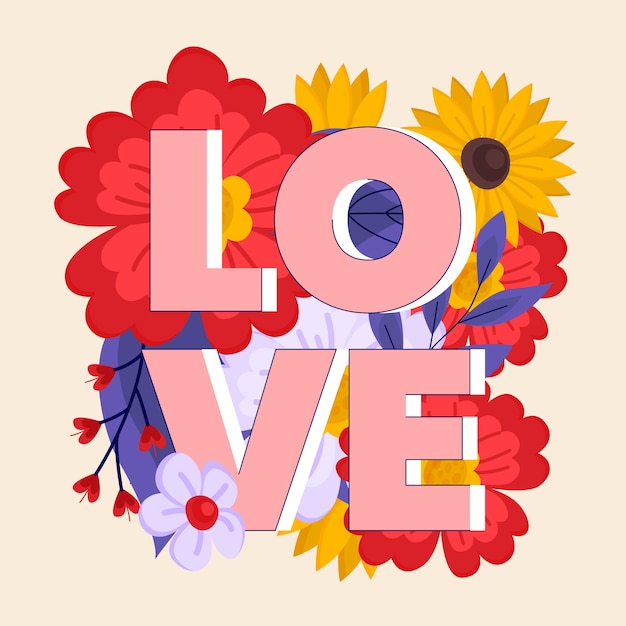 Free vector hand drawn word love for valentine's day