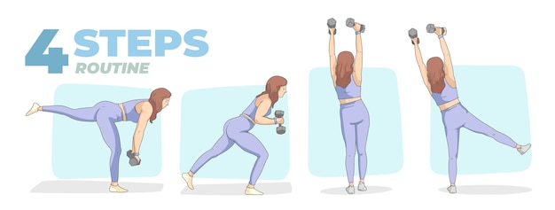 Hand drawn workout routine element collection