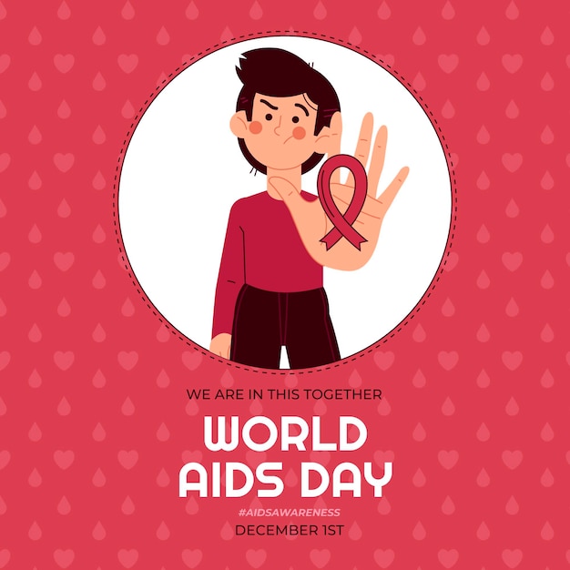 Hand drawn world aids day illustration